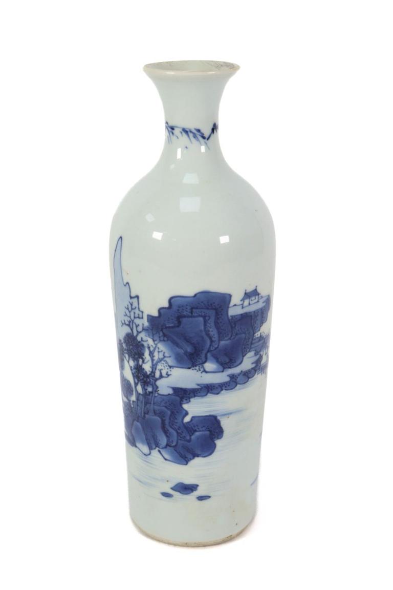 19th Century Chinese Blue and White Bottle Vase