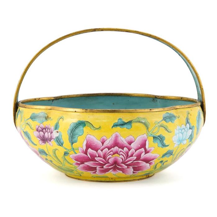 Qing Dynasty Chinese Imperial Yellow Flower Basket