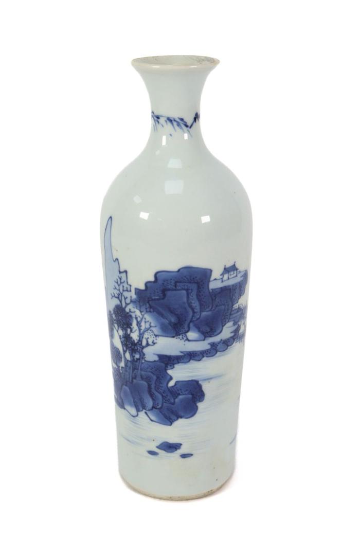 19th Century Chinese Blue and White Bottle Vase