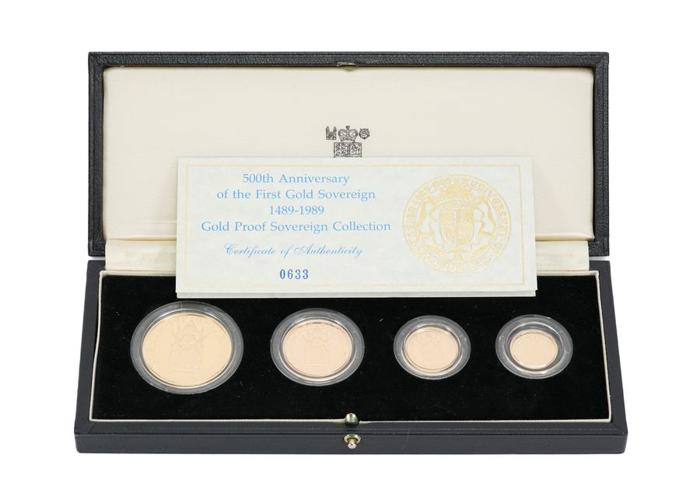 Gold proof sovereign collection, 500th anniversary (1489 to 1989)