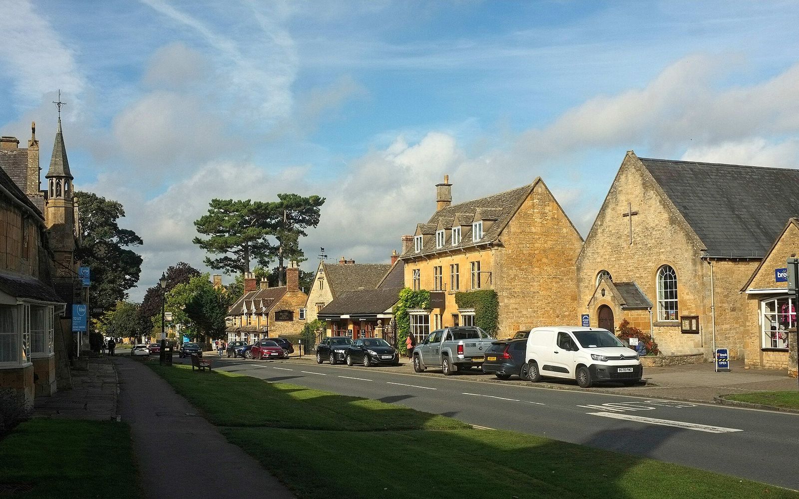 The high street in Broadway, minutes from our offices