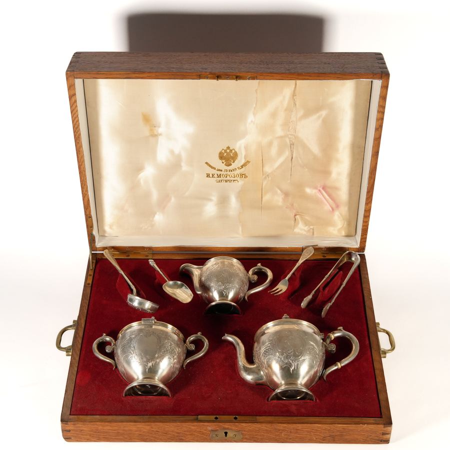 Imperial Russian silver tea set