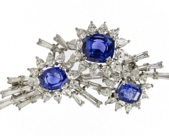 Cartier natural sapphire and diamond brooch